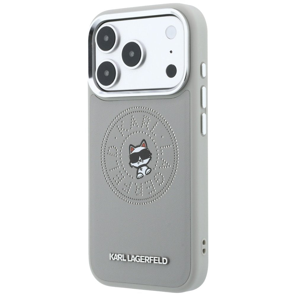 Karl Lagerfeld Point Choupette Sketch MagSafe vāciņš iPhone 18 Pro Max / 17 Pro Max, pelēks