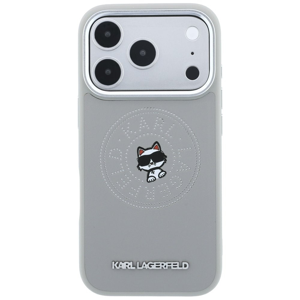 Karl Lagerfeld Point Choupette Sketch MagSafe vāciņš iPhone 18 Pro Max / 17 Pro Max, pelēks
