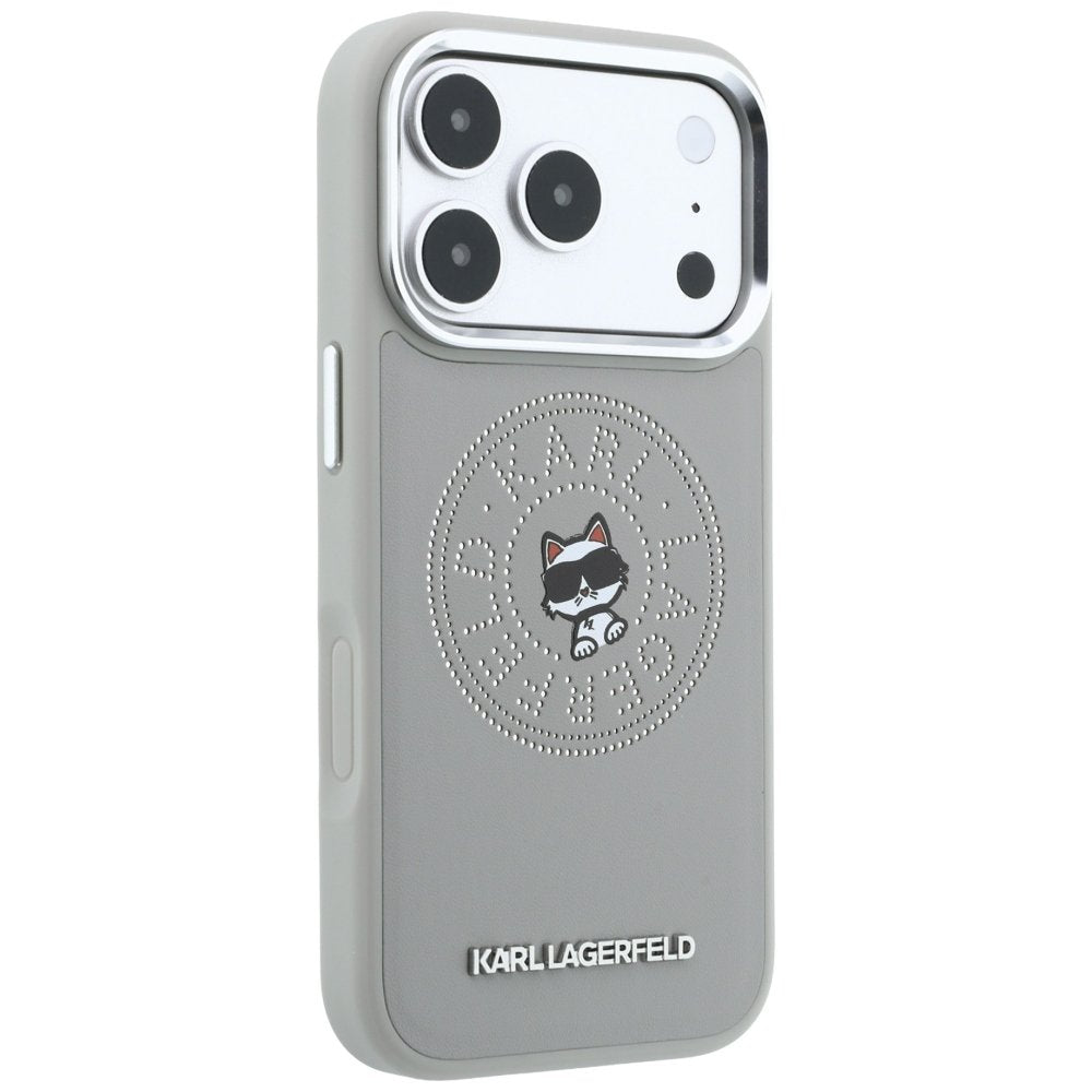 Karl Lagerfeld Point Choupette Sketch MagSafe vāciņš iPhone 18 Pro Max / 17 Pro Max, pelēks