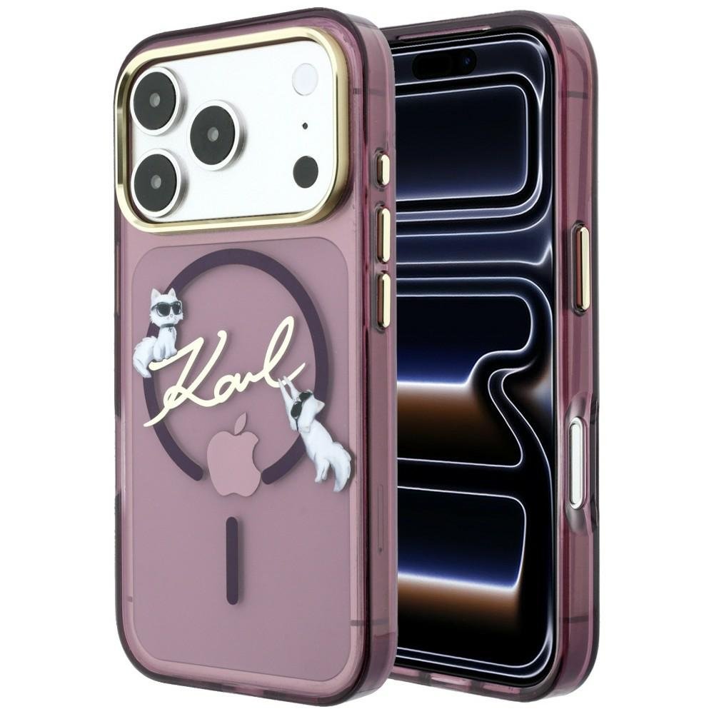 Karl Lagerfeld Script Logo MagSafe vāciņš iPhone 18 Pro Max / 17 Pro Max, bordo krāsā