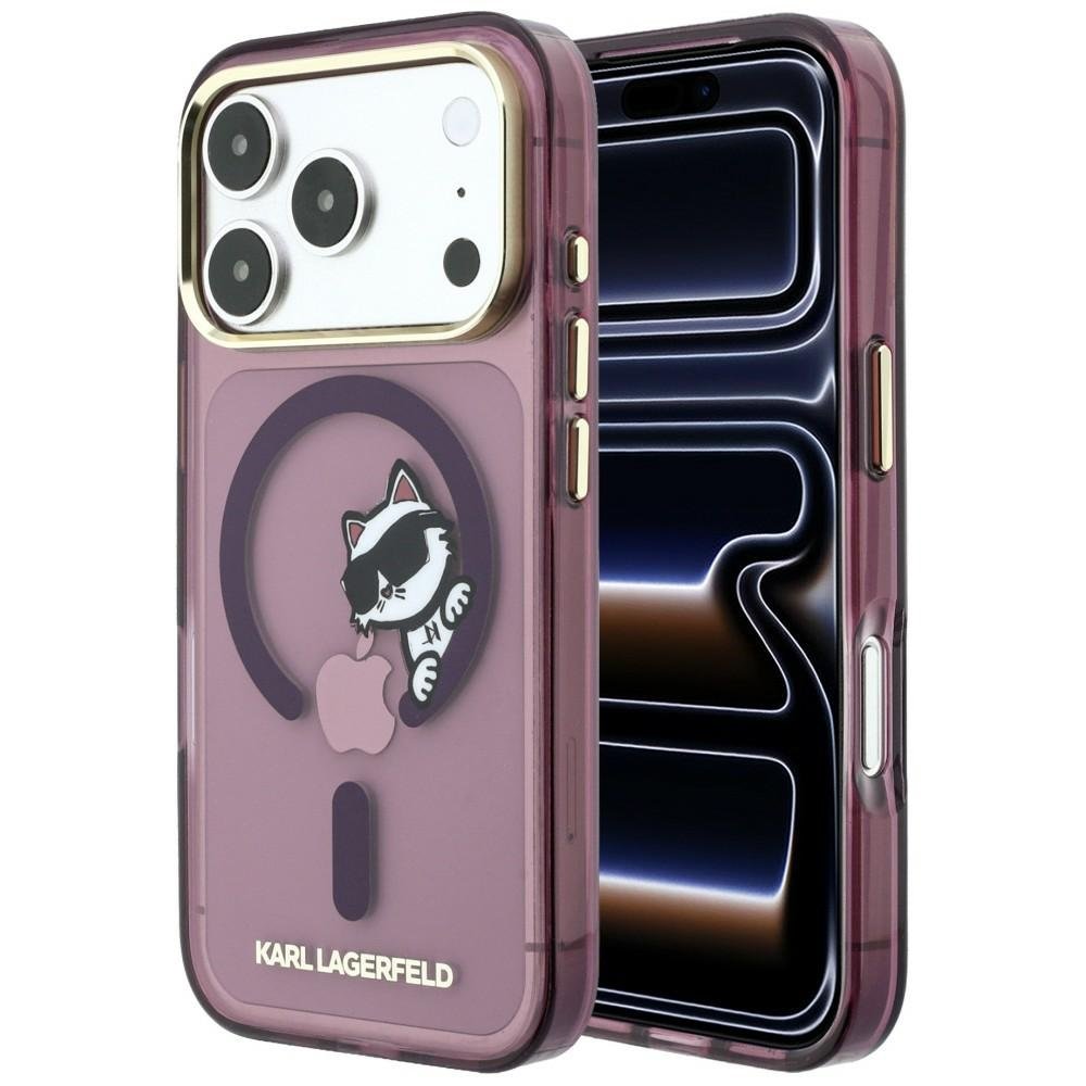 Karl Lagerfeld Peekaboo Logo MagSafe vāciņš iPhone 18 Pro Max / 17 Pro Max, bordo krāsā