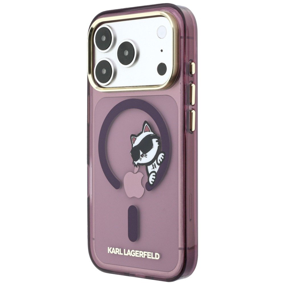 Karl Lagerfeld Peekaboo Logo MagSafe vāciņš iPhone 18 Pro Max / 17 Pro Max, bordo krāsā