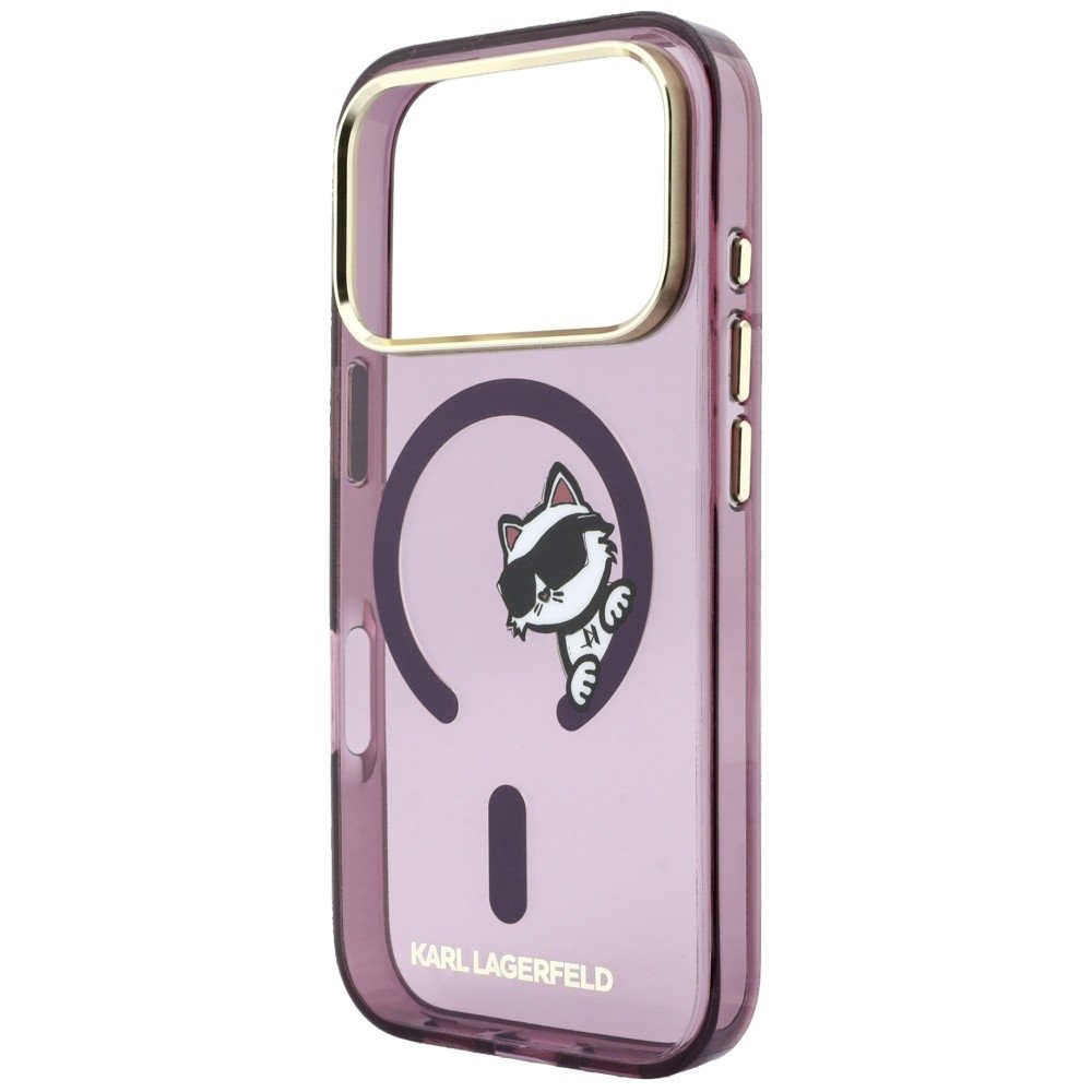 Karl Lagerfeld Peekaboo Logo MagSafe vāciņš iPhone 18 Pro Max / 17 Pro Max, bordo krāsā