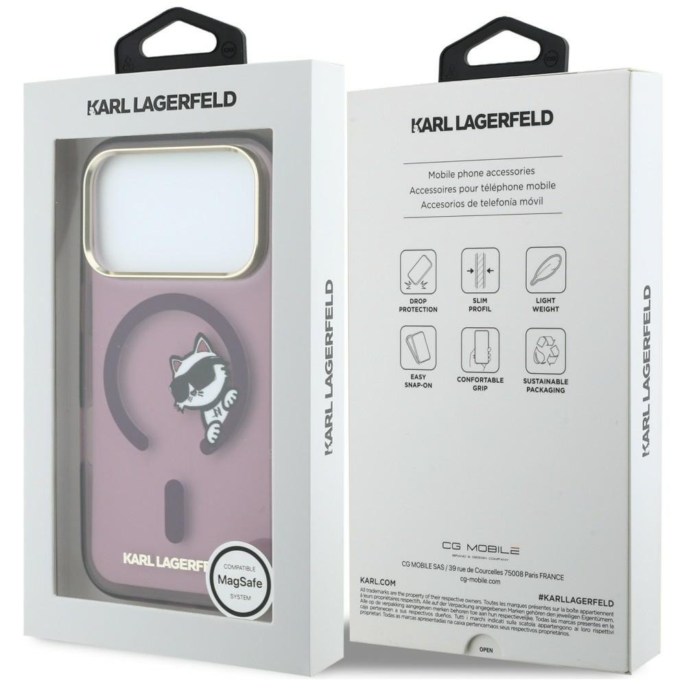Karl Lagerfeld Peekaboo Logo MagSafe vāciņš iPhone 18 Pro Max / 17 Pro Max, bordo krāsā
