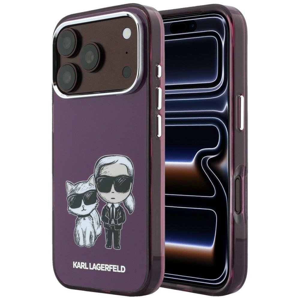 Karl Lagerfeld IML Karl Choupette Bodies skices apdruka MagSafe vāciņš iPhone 18 Pro Max / 17 Pro Max, bordo krāsā