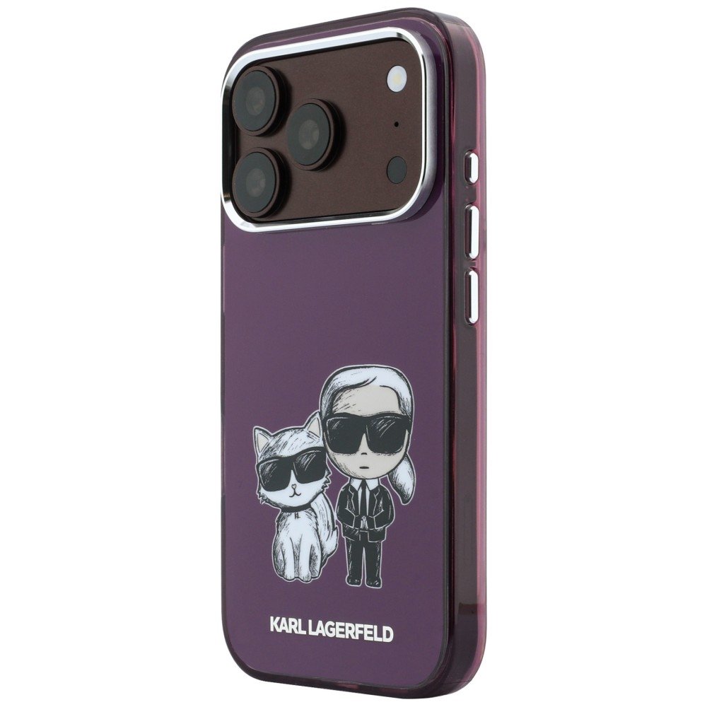 Karl Lagerfeld IML Karl Choupette Bodies skices apdruka MagSafe vāciņš iPhone 18 Pro Max / 17 Pro Max, bordo krāsā