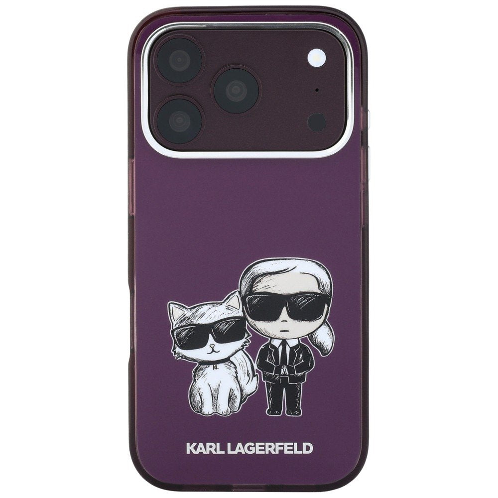 Karl Lagerfeld IML Karl Choupette Bodies skices apdruka MagSafe vāciņš iPhone 18 Pro Max / 17 Pro Max, bordo krāsā