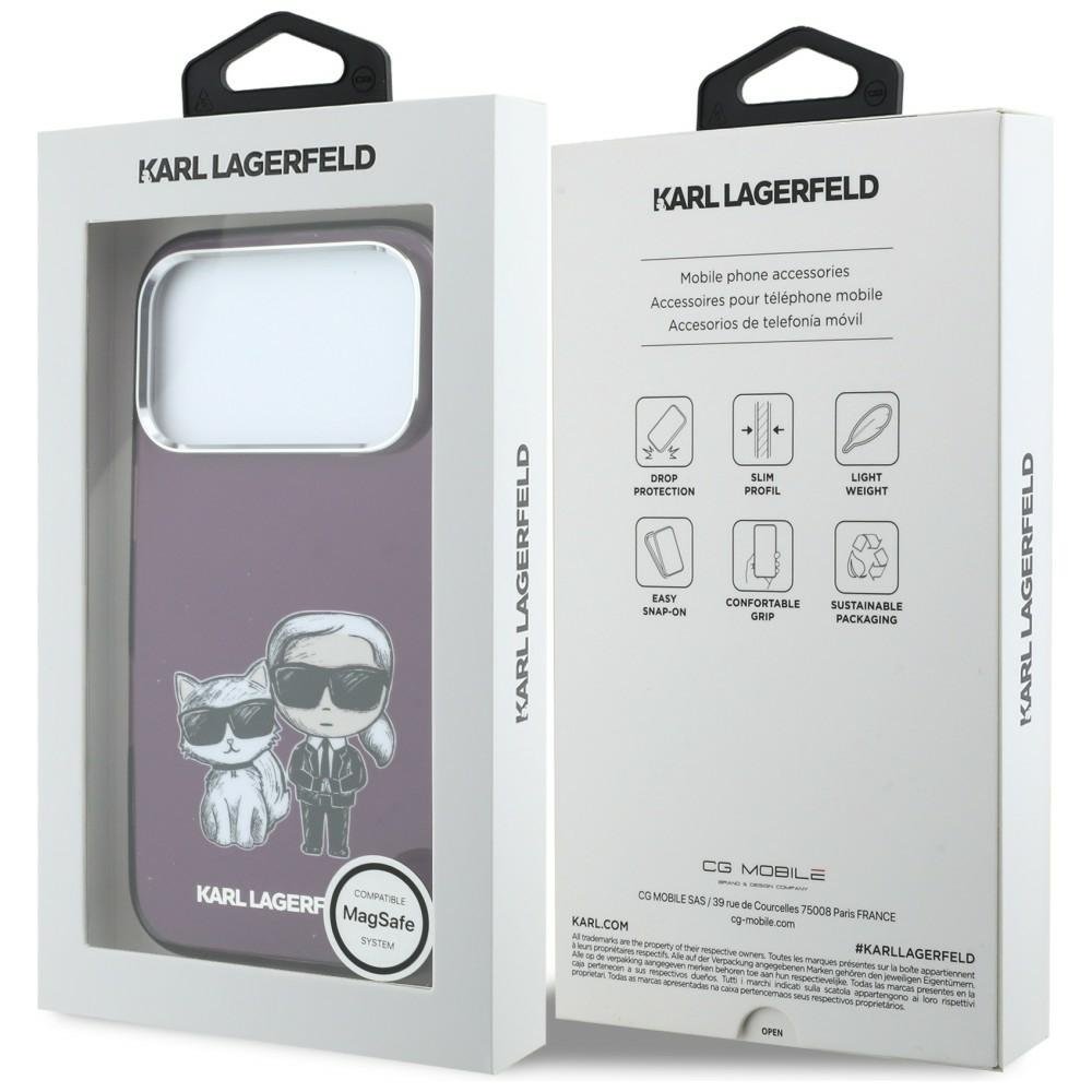 Karl Lagerfeld IML Karl Choupette Bodies skices apdruka MagSafe vāciņš iPhone 18 Pro Max / 17 Pro Max, bordo krāsā