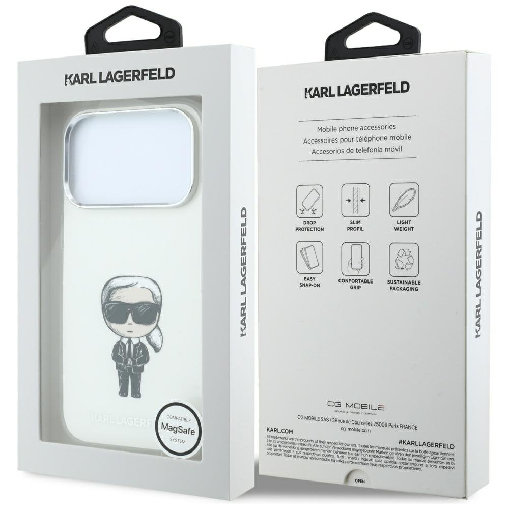 Karl Lagerfeld IML Ikonik Sketch Print MagSafe vāciņš iPhone 18 Pro Max / 17 Pro Max, smilškrāsā
