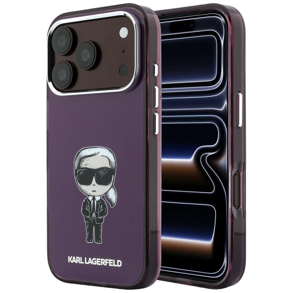 Karl Lagerfeld IML Ikonik Sketch Print MagSafe vāciņš iPhone 18 Pro Max / 17 Pro Max, bordo krāsā