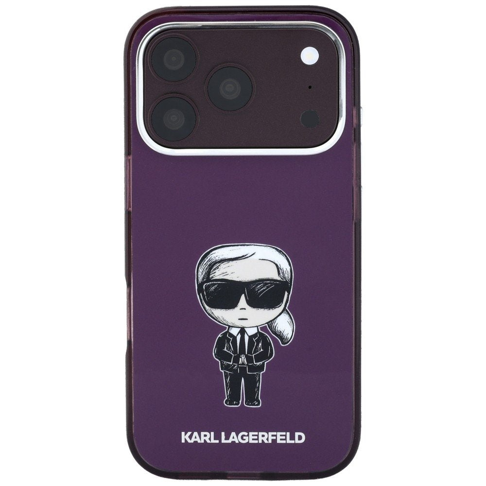 Karl Lagerfeld IML Ikonik Sketch Print MagSafe vāciņš iPhone 18 Pro Max / 17 Pro Max, bordo krāsā