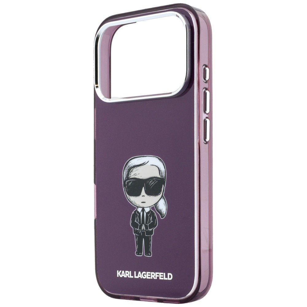 Karl Lagerfeld IML Ikonik Sketch Print MagSafe vāciņš iPhone 18 Pro Max / 17 Pro Max, bordo krāsā