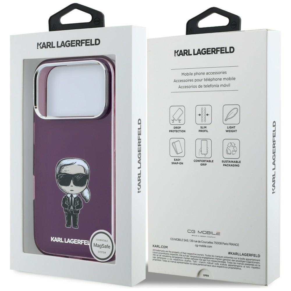 Karl Lagerfeld IML Ikonik Sketch Print MagSafe vāciņš iPhone 18 Pro Max / 17 Pro Max, bordo krāsā