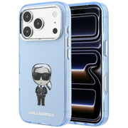 Karl Lagerfeld IML Ikonik Sketch Print MagSafe vāciņš iPhone 18 Pro Max / 17 Pro Max gaiši zils