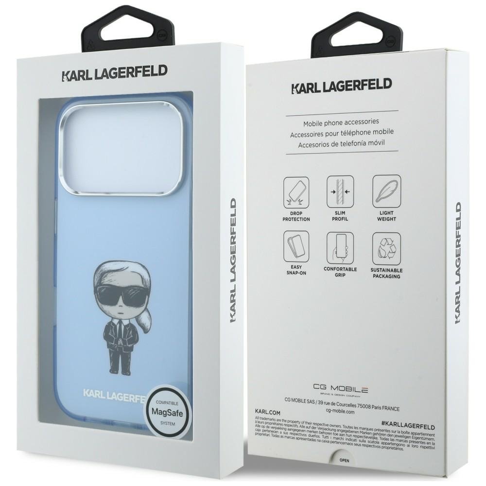 Karl Lagerfeld IML Ikonik Sketch Print MagSafe vāciņš iPhone 18 Pro Max / 17 Pro Max gaiši zils