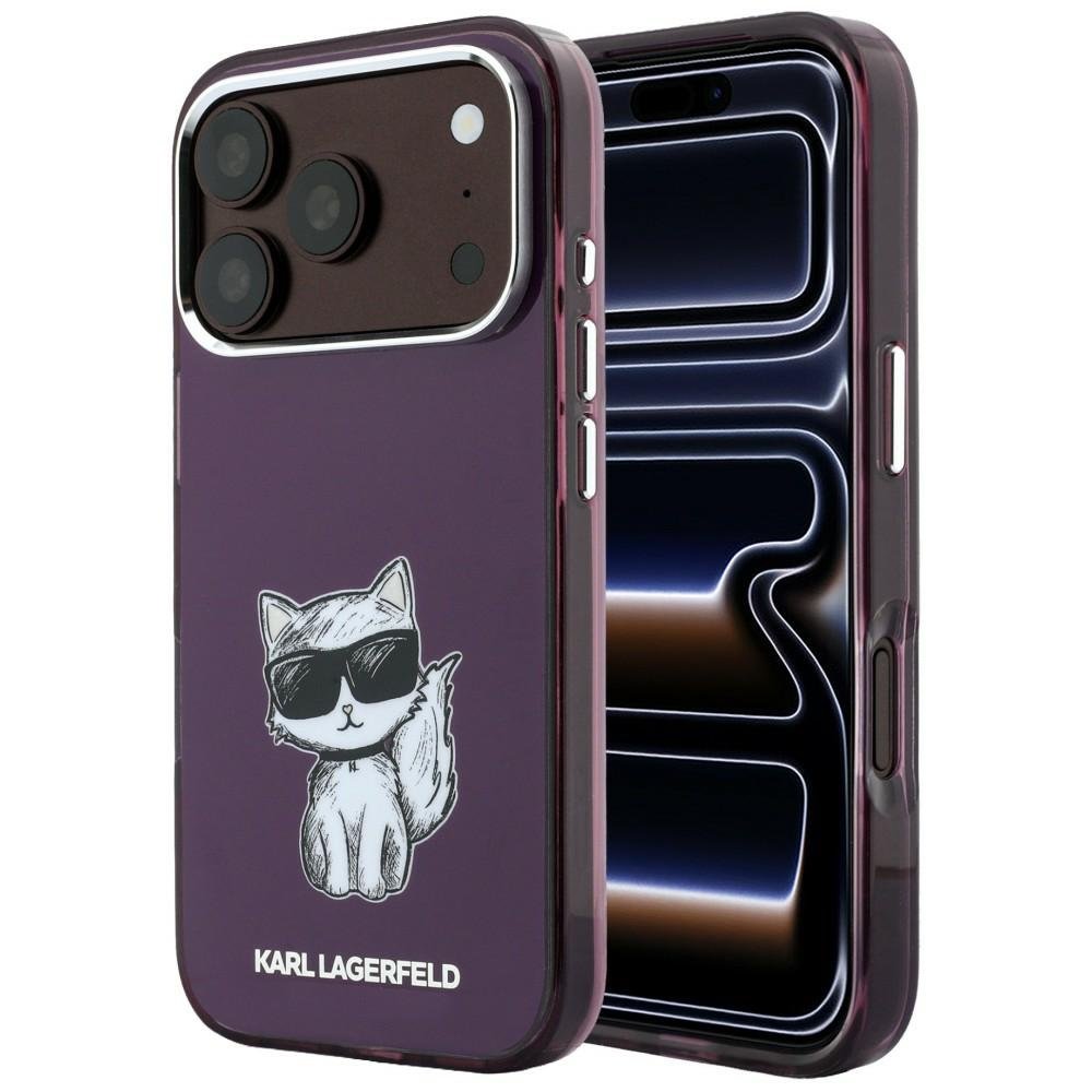 Karl Lagerfeld IML Choupette skices ar MagSafe savienojumu iPhone 18 Pro Max / 17 Pro Max vāciņš, bordo krāsā