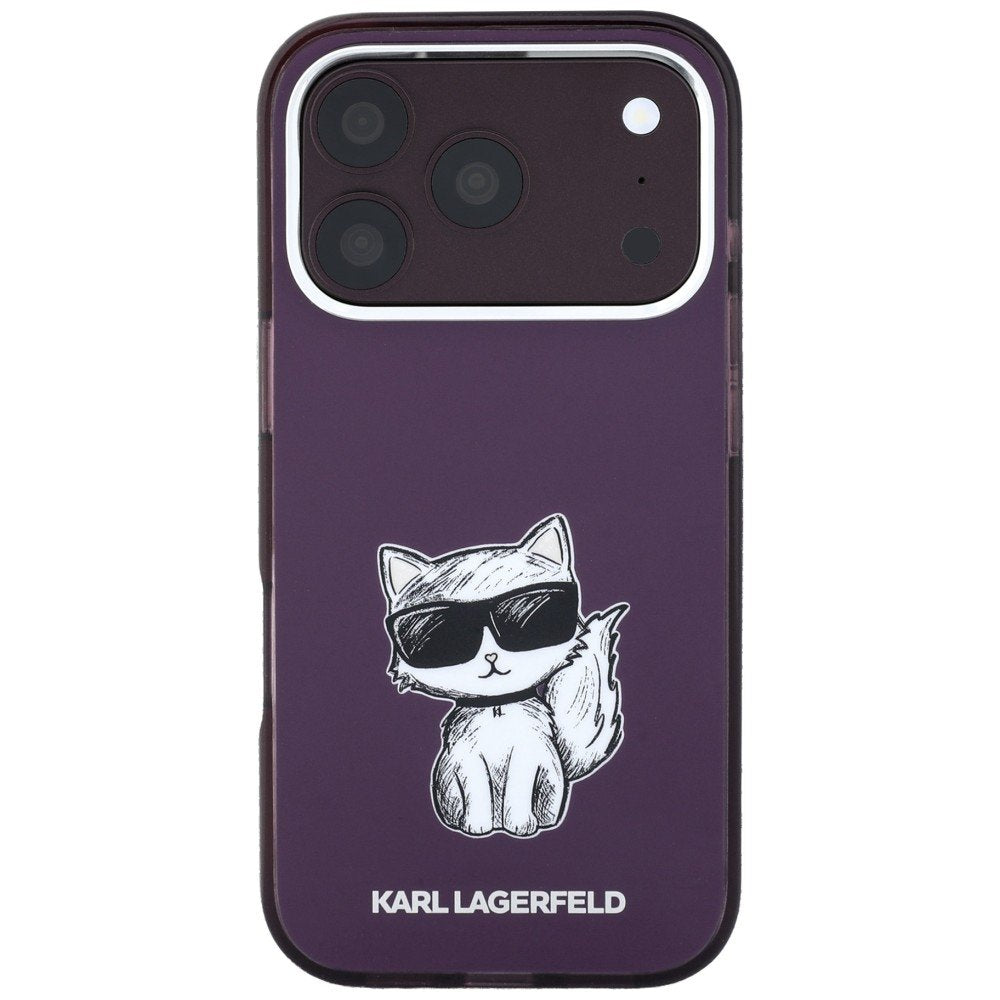 Karl Lagerfeld IML Choupette skices ar MagSafe savienojumu iPhone 18 Pro Max / 17 Pro Max vāciņš, bordo krāsā