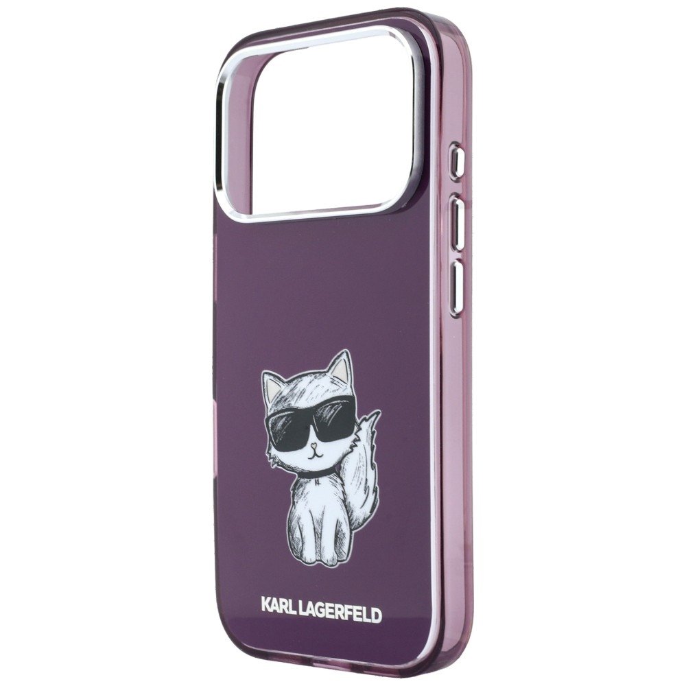 Karl Lagerfeld IML Choupette skices ar MagSafe savienojumu iPhone 18 Pro Max / 17 Pro Max vāciņš, bordo krāsā