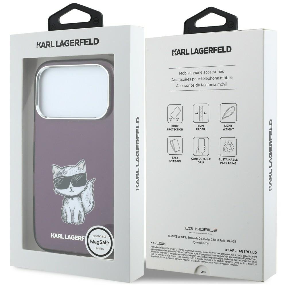 Karl Lagerfeld IML Choupette skices ar MagSafe savienojumu iPhone 18 Pro Max / 17 Pro Max vāciņš, bordo krāsā
