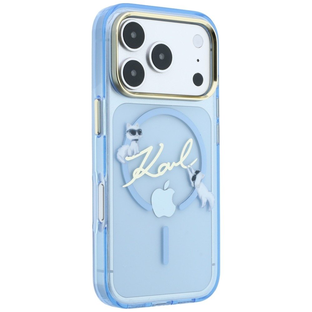 Karl Lagerfeld Script Logo MagSafe vāciņš iPhone 18 Pro / 17 Pro, gaiši zils