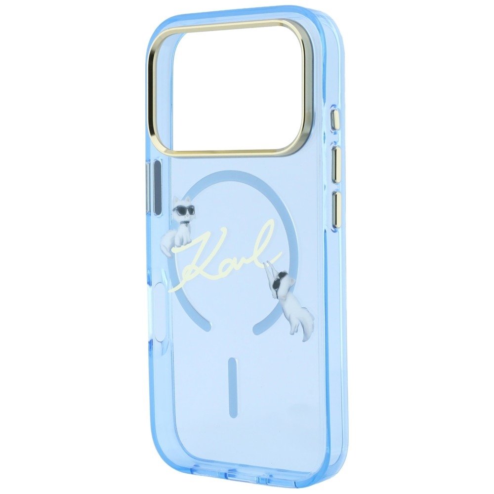 Karl Lagerfeld Script Logo MagSafe vāciņš iPhone 18 Pro / 17 Pro, gaiši zils