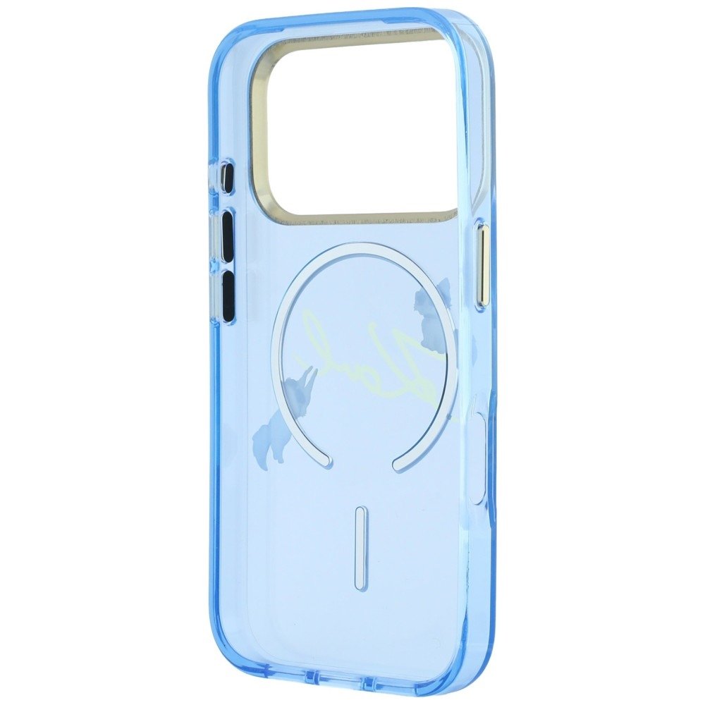 Karl Lagerfeld Script Logo MagSafe vāciņš iPhone 18 Pro / 17 Pro, gaiši zils