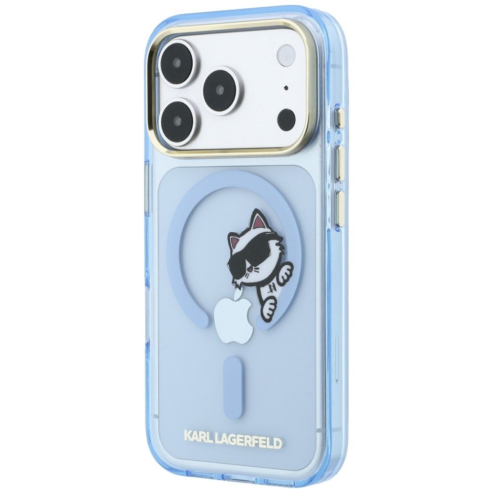 Karl Lagerfeld Peekaboo Logo MagSafe vāciņš iPhone 18 Pro / 17 Pro, gaiši zils