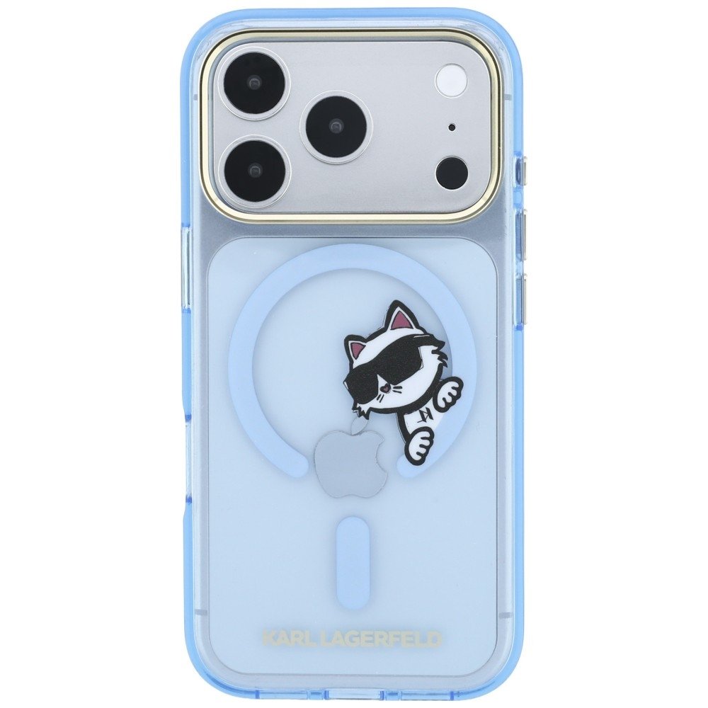 Karl Lagerfeld Peekaboo Logo MagSafe vāciņš iPhone 18 Pro / 17 Pro, gaiši zils