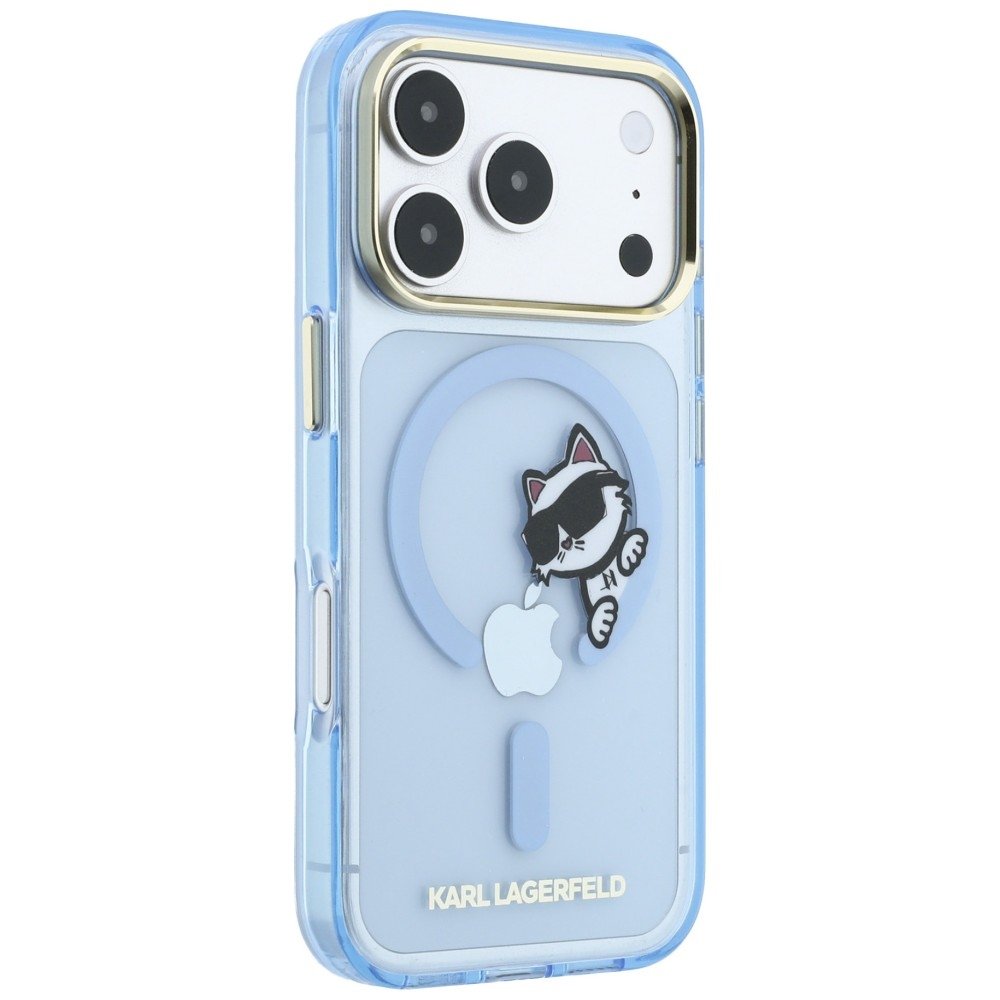 Karl Lagerfeld Peekaboo Logo MagSafe vāciņš iPhone 18 Pro / 17 Pro, gaiši zils