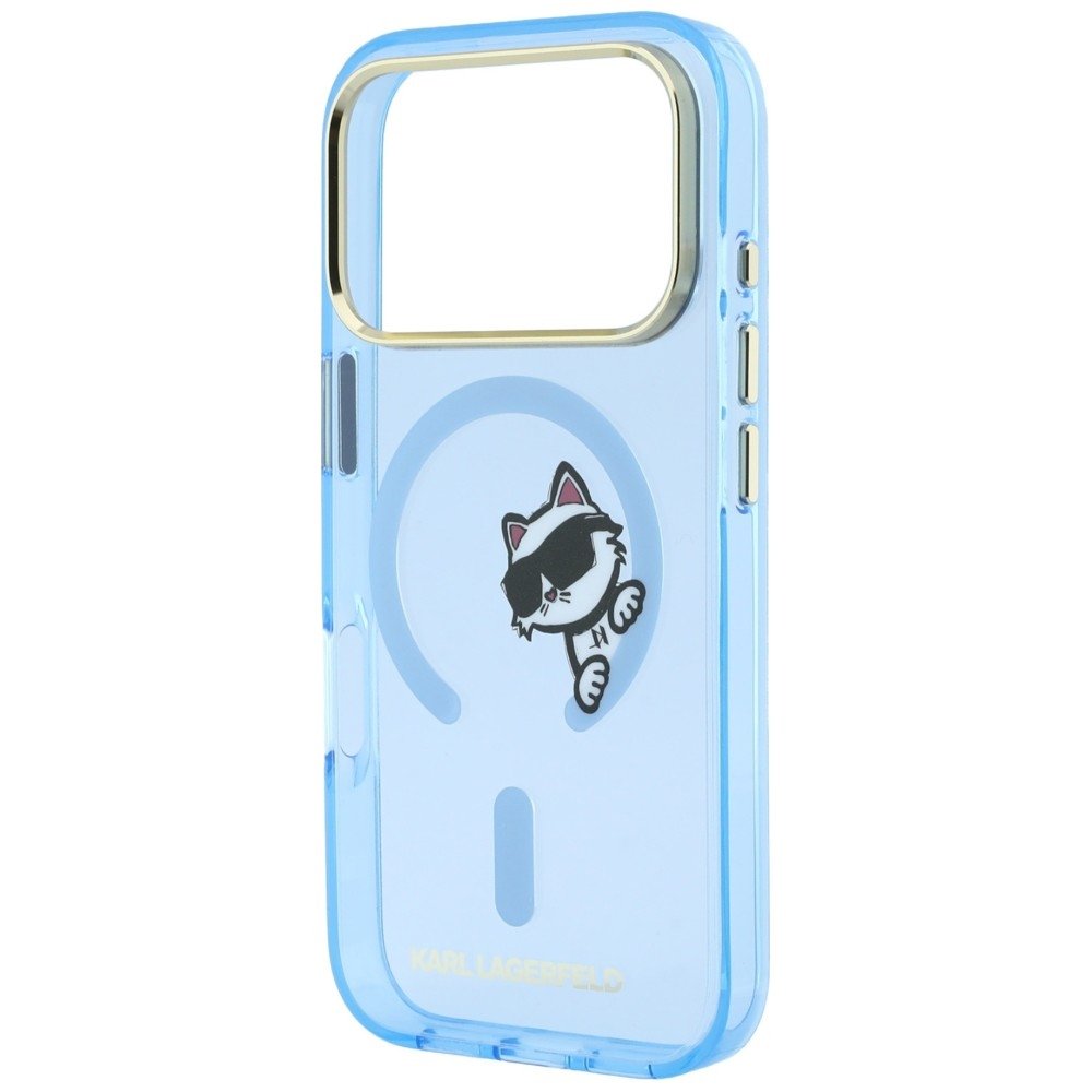 Karl Lagerfeld Peekaboo Logo MagSafe vāciņš iPhone 18 Pro / 17 Pro, gaiši zils