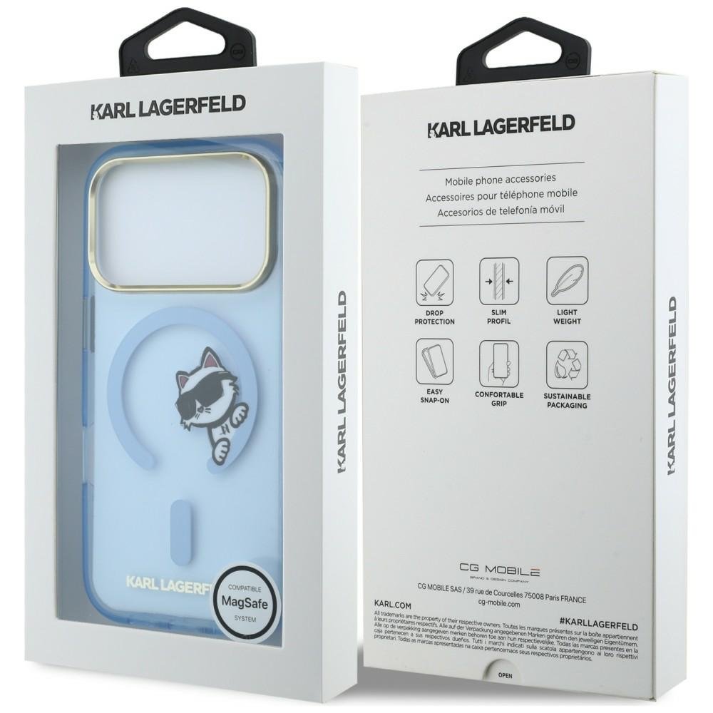 Karl Lagerfeld Peekaboo Logo MagSafe vāciņš iPhone 18 Pro / 17 Pro, gaiši zils