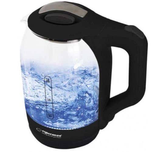 Esperanza EKK025K tējkanna 1.7L 1500W Korpuss no rūdīta stikla, Melna