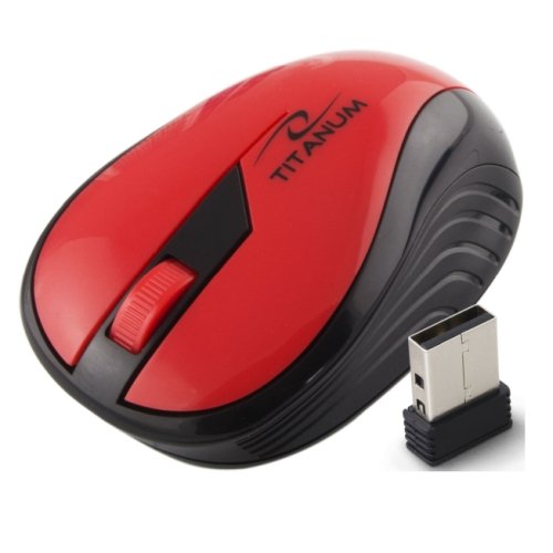 Titanium TM114R 1000 dpi optiskā bezvadu datorpele, sarkanā krāsā