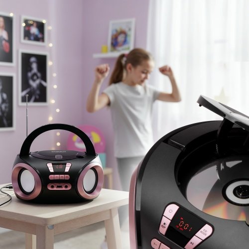 CD-MP3 boombox | USB | FM radio | AUX | Austiņu ligzda