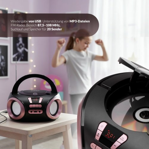 CD-MP3 boombox | USB | FM radio | AUX | Austiņu ligzda