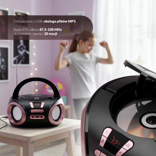 CD-MP3 boombox | USB | FM radio | AUX | Austiņu ligzda