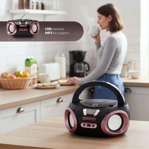 CD-MP3 boombox | USB | FM radio | AUX | Austiņu ligzda