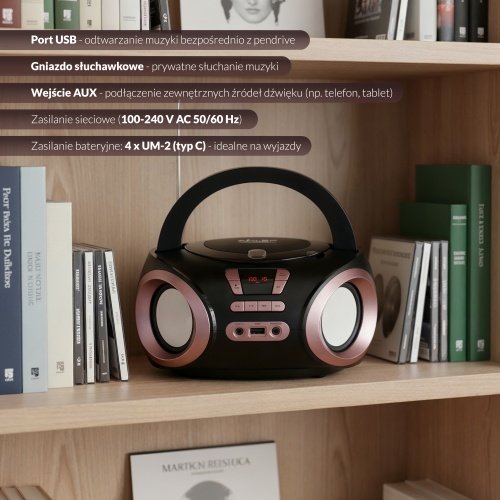 CD-MP3 boombox | USB | FM radio | AUX | Austiņu ligzda