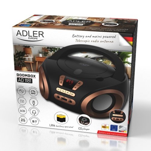 CD-MP3 boombox | USB | FM radio | AUX | Austiņu ligzda