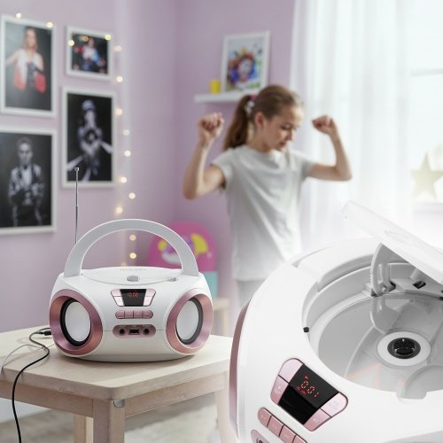 CD-MP3 boombox | USB | FM radio | AUX | Austiņu ligzda