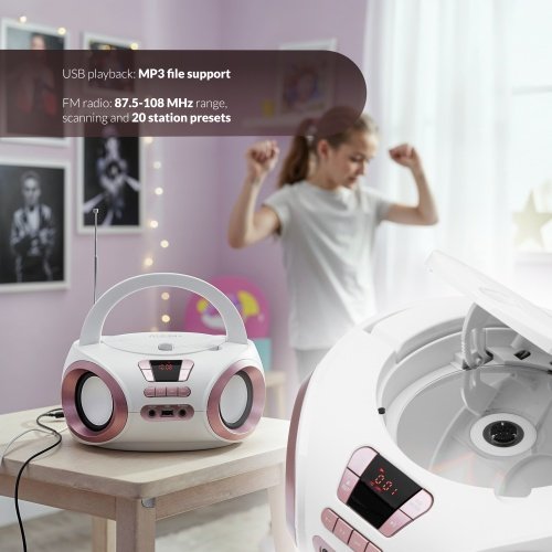 CD-MP3 boombox | USB | FM radio | AUX | Austiņu ligzda