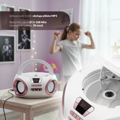CD-MP3 boombox | USB | FM radio | AUX | Austiņu ligzda