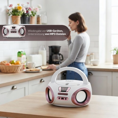 CD-MP3 boombox | USB | FM radio | AUX | Austiņu ligzda