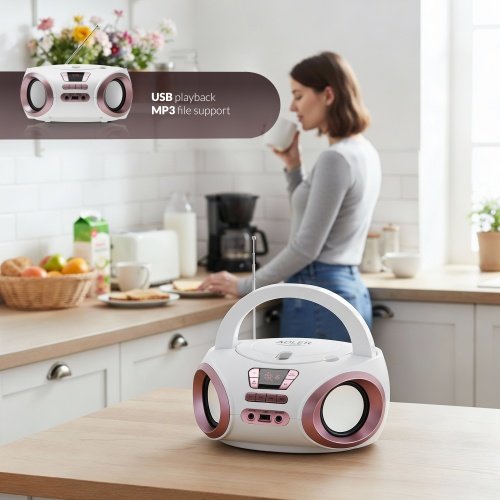 CD-MP3 boombox | USB | FM radio | AUX | Austiņu ligzda