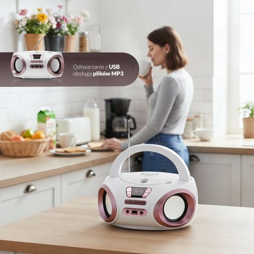 CD-MP3 boombox | USB | FM radio | AUX | Austiņu ligzda