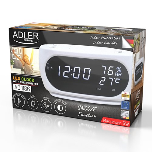 Adler termometrs LED pulkstenis
