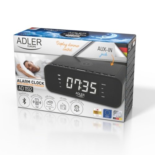 Adler modinātājs ar bezvadu uzlādi