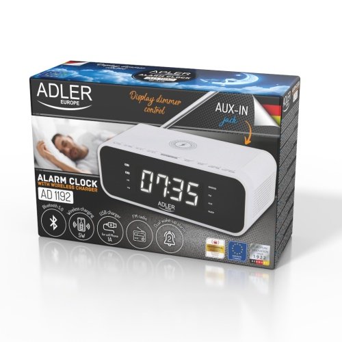 Adler modinātājs ar bezvadu uzlādi