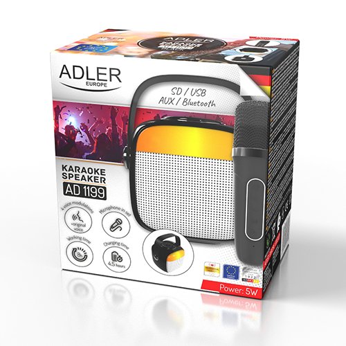 Adler skaļrunis Karaoke ar mikrofonu