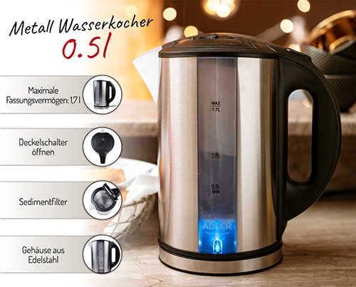 Adler tējkanna metāla 1,7 L